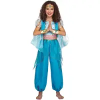 MOM Arab Princess Girl Costume Blauw 7-9 Years Kinderen