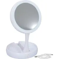 Grundig Opmaakspiegel - LED-verlichting - opbergruimte sieraden - gewone en vergrotende spiegel - wit