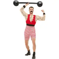Smiffys - Deluxe Strongman Kostuum - XL - Rood/Wit