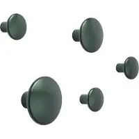 Muuto Dots Metal Coat Hooks Dark Green | Set of 5