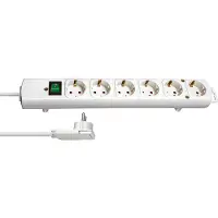 HQ Products Comfort-Line Plus stekkerdoos met 6 ruime contacten / wit - 2 meter