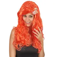 Vegaoo Lange oranje pruik voor vrouwen