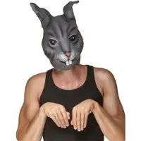 Vegaoo Grijs konijn masker van latex voor volwassenen