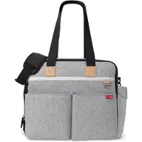 Skip Hop Luiertas: Iconic Duo Weekender Extra Grote Capaciteit met Verschoonmatje & Kinderwagenbevestiging Grijs Melange