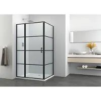 Badstuber Stripe zwarte douchecabine 120x90cm rechthoek