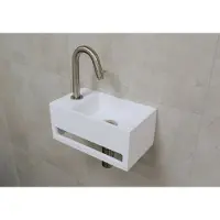 Saniclear fonteinset bali links met RVS gebogen fonteinkraan
