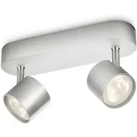 Philips Led plafondspot My Living Star 2-lichts metaalgrijs