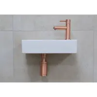 Mueller Mini Rhea 36x18x9cm fonteinset mat wit met koperen kraan rechts