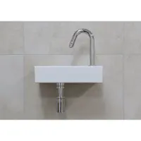 Mueller Mini Rhea 36x18x9cm fonteinset mat wit met chroom gebogen fonteinkraan rechts