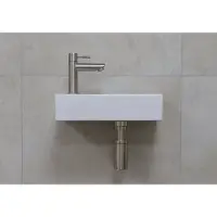 Mueller Mini Rhea 36x18x9cm fonteinset mat wit met RVS kraan links