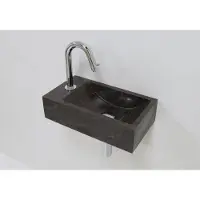 Lambini Designs Recto links natuursteen fonteinset met chroom gebogen fonteinkraan en toebehoren