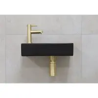 Mueller Mini Rhea 36x18x9cm zwarte fonteinset met kraan goud links