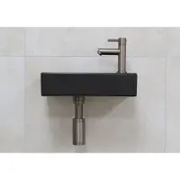Mueller Mini Rhea 36x18x9cm zwarte fonteinset met oud ijzerkleurige kraan rechts