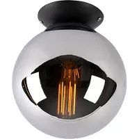 QAZQA Art deco plafondlamp zwart met smoke glas - Pallon