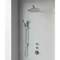 Brauer Thermostatisch inbouwdoucheset chrome 30 cm hoofddouche wandarm 3 standen handdouche op glijstang chroom