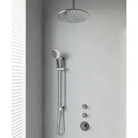 Brauer Chrome Edition thermostatische inbouw regendouche SET 24 met 30 cm douchekop en plafondarm en 3-standen handdouche en doucheslang en geïntegreerde glijstang chroom