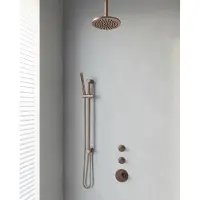 Brauer Thermostatisch inbouwdoucheset copper 20 cm hoofddouche plafondarm staafhanddouche op glijstang koper