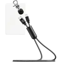 HyperDrive Lanyard Lightning USB-C Kabel 1 Meter Zwart