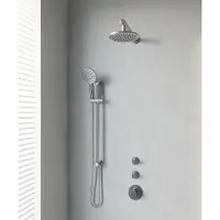Brauer Edition Thermostatische Inbouw Doucheset - Geborsteld RVS PVD - Hoofddouche 20cm - Wandarm - Ronde Handdouche - Met Glijstang - Geborsteld RVS - Kranen, Douchekranen, Douchesets, Inbouw