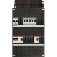 ABB hafonorm had installatiekast, 1 fase, 6 groepen achter 2 aardlekschakelaars(30ma), met 1-fase fornuisgroep, met 2 polen hoofdschakelaar, (hxbxd) 330x220x90mm