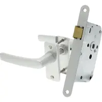 Nemef Loopslot 1255/2 met Beslag - Verzinkt - Inclusief Geëloxeerde Deurkrukken Blokmodel met Patentrozetten - Doornmaat 50 mm - Voor Binnendeur - Kleur Verzinkt
