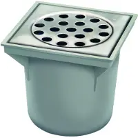 Wavin ABS vloerput met onderuitlaat 75mm 20x20cm grijs 4264020402