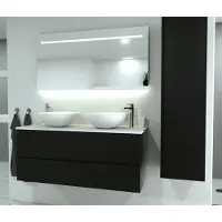 SaniGoods Sally badkamermeubel 160cm mat zwart met ronde waskom