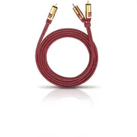 OEHLBACH 20565 Cinch Audio Y-kabel [2x Cinch-stekker - 1x Cinch-stekker] 5.00 m Rood Vergulde steekcontacten