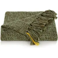 Malagoon Plaids, deken Malagoon Olive green melee throw dames 125x150 cm