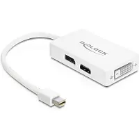 DeLOCK Premium Mini DisplayPort 1.1a naar HDMI, DVI en VGA adapter / wit - 0,15 meter