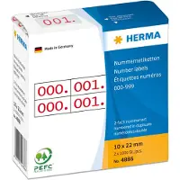 Herma Nummer etiketten dubbel zelfklevend 10x22 mm opdruk rood, 0-999