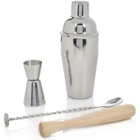 Point-Virgule Cocktailset - 4-Delig - Met barlepel, maatje, stamper & cobbler shaker