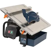 Ferm - TCM1010 - Tegelzaagmachine - 180mm - 600W - Inductiemotor - Diamant zaagblad - Watergekoeld - RVS werkblad - 45 graden kantelbaar - Voor tegels tot dikte van - 34mm - 2992toeren/min -