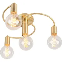 QAZQA Art Deco plafondlamp messing 4-lichts - Facile