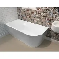 SaniGoods vrijstaand hoekbad glans wit 170x80cm links