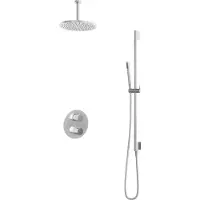 Hotbath Buddy IBS1A inbouw regendoucheset met staafhanddouche aan glijstang en 30cm ronde hoofddouche aan 15cm plafondarm chroom