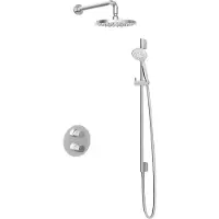 Hotbath Buddy IBS1A inbouw regendoucheset met ronde handdouche aan glijstang en 20cm ronde hoofddouche aan 35cm wandarm chroom