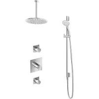 Hotbath IBS 2 Get Together Inbouw Doucheset Laddy Vierkant - Chroom - Met Ronde 3 Standen Handdouche - 30cm Hoofddouche - Met Plafondbuis 30cm - Kranen, Douchekranen, Douchesets, Inbouw douchesets