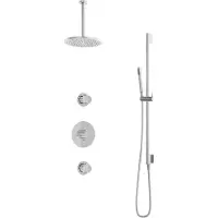 Hotbath Buddy IBS1 inbouw regendoucheset met staafhanddouche aan glijstang en 20cm ronde hoofddouche aan 30cm plafondarm chroom
