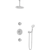 Hotbath IBS1 Buddy Inbouw Doucheset - Chroom - Met Ronde 3 Standen Handdouche - 20cm Hoofddouche - Met Plafondbuis 15cm - Zonder Glijstang - Kranen, - Kranen, Douchekranen, Douchesets, Inbouw