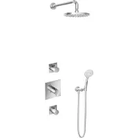 Hotbath IBS 2 Get Together Inbouw Doucheset Laddy Vierkant - Chroom - Met Ronde 3 Standen Handdouche - 20cm Hoofddouche - Met Wandarm - Zonder - Kranen, Douchekranen, Douchesets, Inbouw douchesets