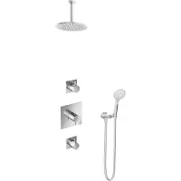 Hotbath IBS 2 Get Together Inbouw Doucheset Laddy Vierkant - Chroom - Met Ronde 3 Standen Handdouche - 20cm Hoofddouche - Met Plafondbuis 15cm - Kranen, Douchekranen, Douchesets, Inbouw douchesets