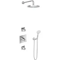 Hotbath IBS 2 Get Together Inbouw Doucheset Laddy Vierkant - Chroom - Met Ronde 3 Standen Handdouche - 25cm Hoofddouche - Met Wandarm - Zonder - Kranen, Douchekranen, Douchesets, Inbouw douchesets