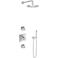 Hotbath IBS 2 Get Together Inbouw Doucheset Laddy Vierkant - Chroom - Met Staafhanddouche - 25cm Hoofddouche - Met Wandarm - Zonder Glijstang - Kranen, Douchekranen, Douchesets, Inbouw douchesets