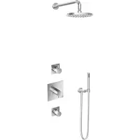 Hotbath IBS 2 Get Together Inbouw Doucheset Laddy Vierkant - Chroom - Met Staafhanddouche - 20cm Hoofddouche - Met Wandarm - Zonder Glijstang - Kranen, Douchekranen, Douchesets, Inbouw douchesets