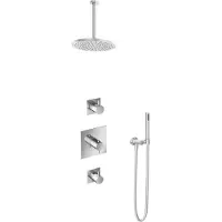 Hotbath IBS 2 Get Together Inbouw Doucheset Laddy Vierkant - Chroom - Met Staafhanddouche - 25cm Hoofddouche - Met Plafondbuis 30cm - Zonder Glijstang - Kranen, Douchekranen, Douchesets, Inbouw