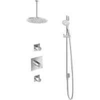Hotbath IBS 2 Get Together Inbouw Doucheset Laddy Vierkant - Chroom - Met Ronde 3 Standen Handdouche - 30cm Hoofddouche - Met Plafondbuis 30cm - Met - Kranen, Douchekranen, Douchesets, Inbouw