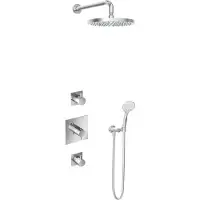 Hotbath IBS 2 Get Together Inbouw Doucheset Laddy Vierkant - Chroom - Met Ronde 3 Standen Handdouche - 30cm Hoofddouche - Met Wandarm - Zonder - Kranen, Douchekranen, Douchesets, Inbouw douchesets