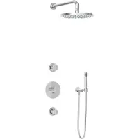 Hotbath Buddy IBS1 inbouw regendoucheset met staafhanddouche aan houder en 30cm ronde hoofddouche aan 35cm wandarm chroom
