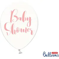 Party Deco Partydeco - Ballonnen clear Babyshower roze 50 stuks